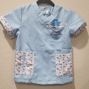 Animal Light Blue Scrub Top with Fun Print